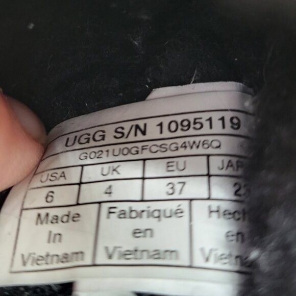 UGG Black Fluffy Open-Toe Slides Slippers - Picture 7 of 7